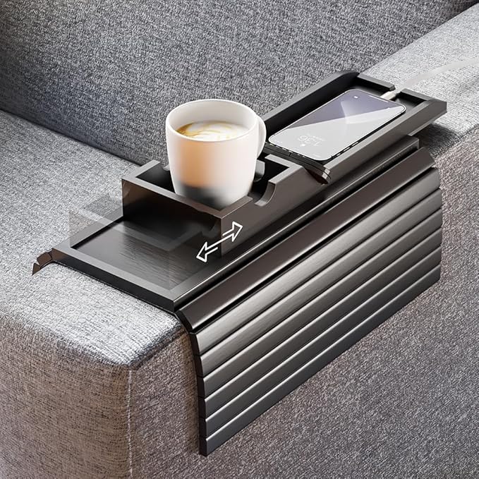 Couch Armrest Table, Sofa Arm Tray - 2 in 1 Anti-Slip Foldable Sofa Armchair by Bestjing