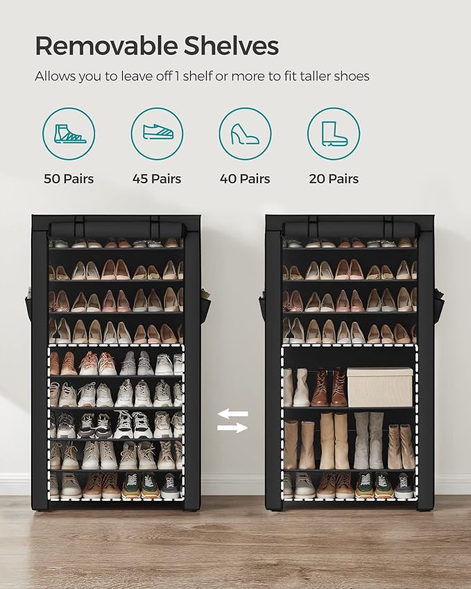 SONGMICS 10-Tier Shoe Rack, Shoe Storage Cabinet - Image 5
