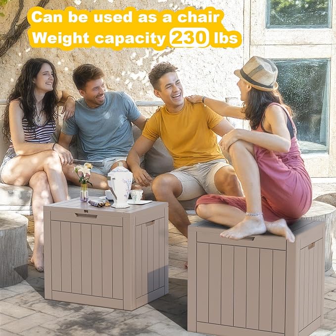 30 Gallon Resin Deck Box, Lockable Outdoor Storage Box - Image 3
