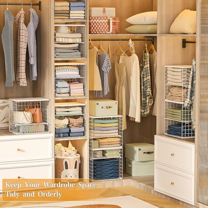 Huxitocan 4-Tier Stackable Closet Organizers and Storage Shelves, Closet - Image 7