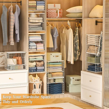 Huxitocan 4-Tier Stackable Closet Organizers and Storage Shelves, Closet - Image 7