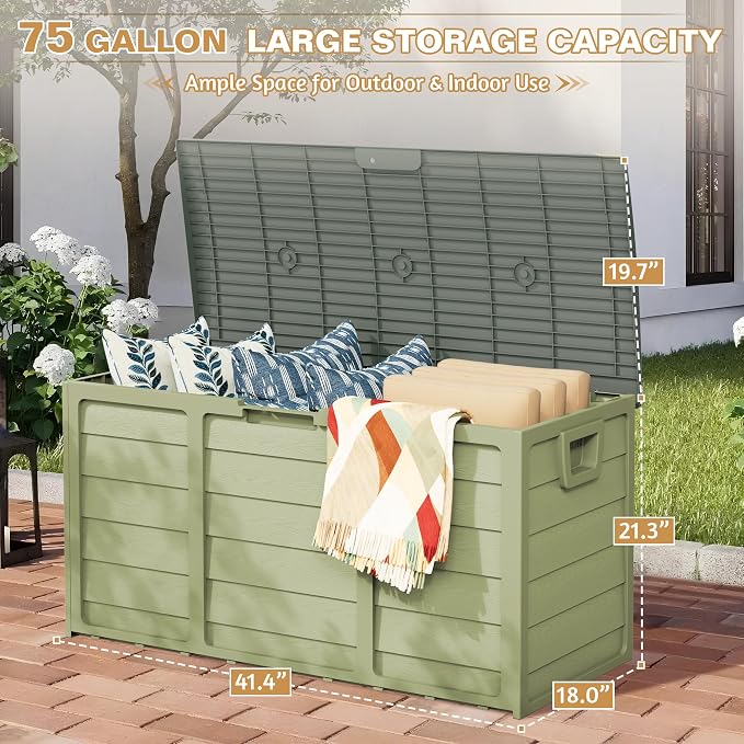 75 Gallon Outdoor Deck Storage Box – Heavy Duty Resin - Image 3
