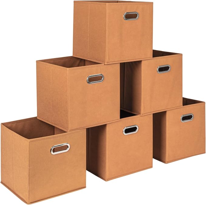 Household Essentials Foldable Fabric Storage Cubes 6-Pack – 11x11x11 Stackable by HouseholdEssentials