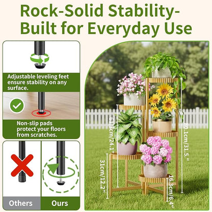 5 Tier Large Plant Stand Indoor, 7.9 Inch Wide Tall Corner Metal Plant Stands - Image 3