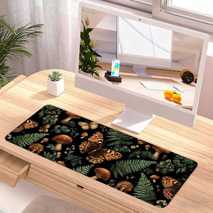 Vintage Butterfly Mushroom Mouse Pad – Large Extended Desk Mat 31.5 x 11.8 in– - Image 2