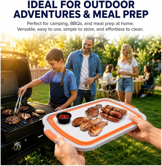 Collapsible BBQ Prep Tub 8L Orange | Portable Meat Marinating Container - Image 6