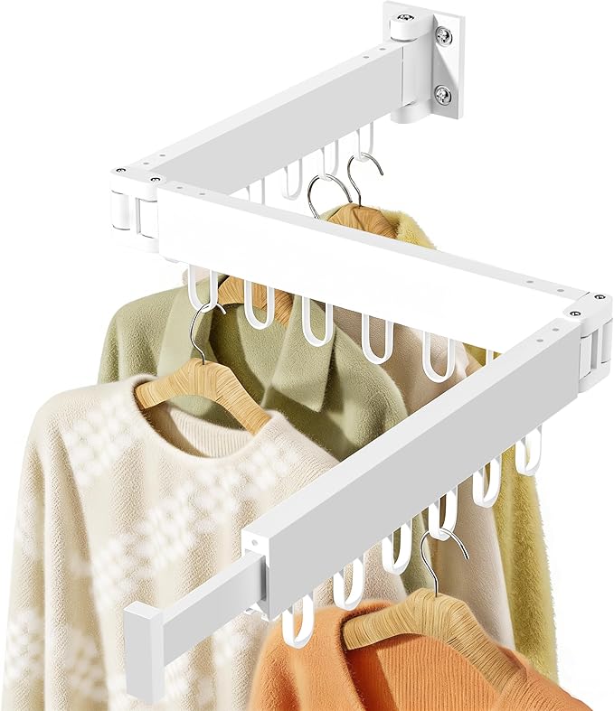 JAUREE Clothes Drying Rack Wall Mounted, Space-Saving Drying Rack Clothing by JAUREE