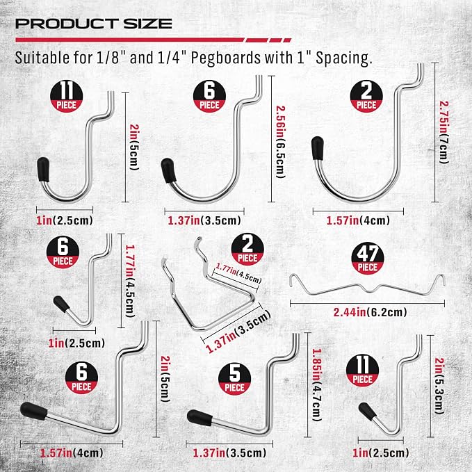 Ultimate 121-Piece Pegboard Hooks Set, Pegboard Accessories - Image 4