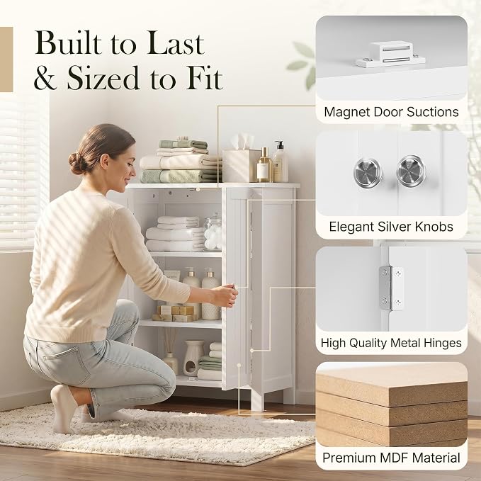 ZENY Bathroom Floor Storage Cabinet - Image 7