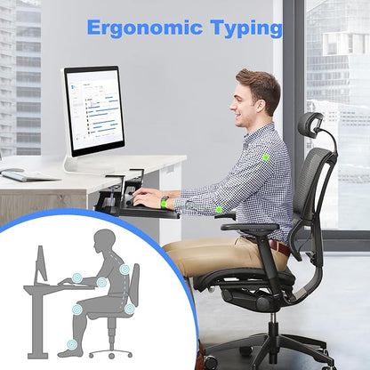 Keyboard Tray Under Desk Large C-Clamp 25.6” x 11.8” Slide-Out Platform - Image 2