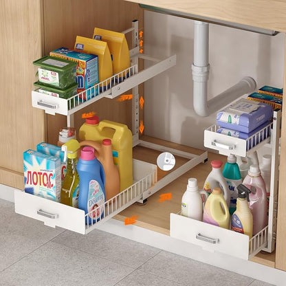 Under Sink Organizer, 2 Tier Slide Out Kitchen Cabinet Organizers by LIAISIMI