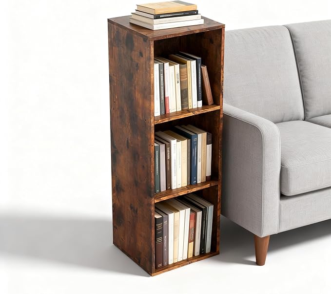 Cube Storage Organizer, 3 Cube Retro Bookshelf, Freestanding 3 Tier Open Shelf - Image 2