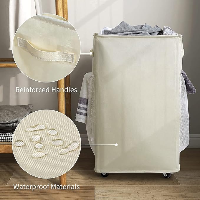 Chrislley 90L Rolling Laundry Basket Large Laundry Hamper - Image 7