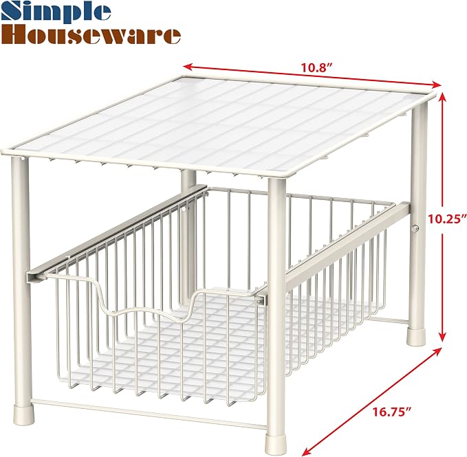 Simple Houseware Stackable Under Sink Cabinet Sliding Basket Organizer Drawer - Image 5