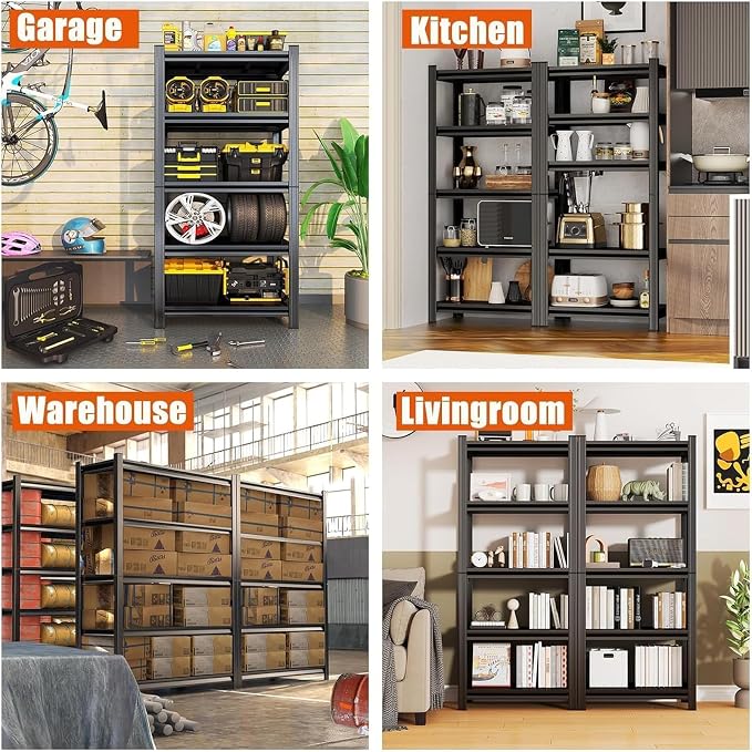 Heavy Duty Metal Garage Shelving, 5-Tier Adjustable Storage Shelf - Image 9