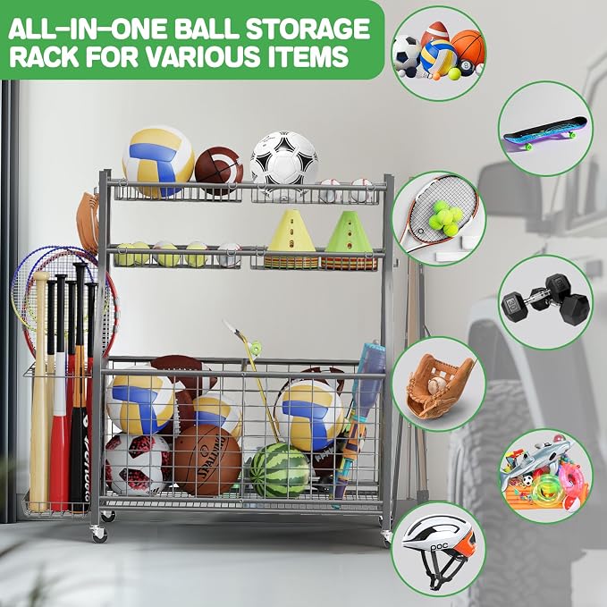 Garage Sports Equipment Organizer, Ball Storage - Image 2