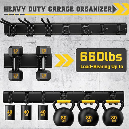 48" Garage Tool Organizer Wall Mount, 660lbs Heavy Duty Steel Garden Tool - Image 3