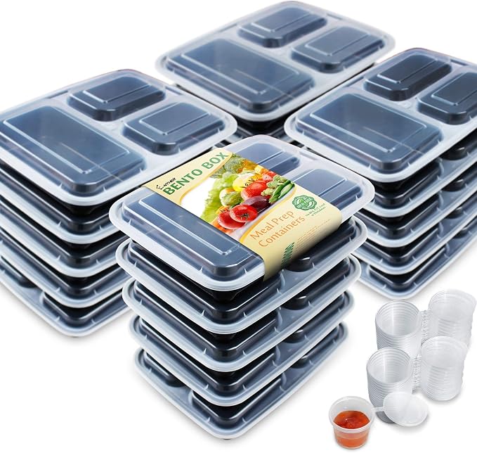 Enther Meal Prep Containers 36oz 3 Compartment by Enther