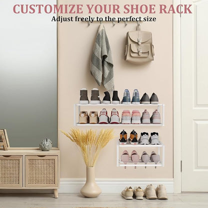 4 Pack Expandable Wall Mounted Shoe Rack, Heavy Duty Metal Shoe Racks Holder - Image 2