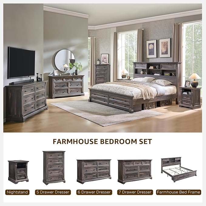 T4TREAM 24" Wide 3 Drawer Dressers, Farmhouse 26" Tall Bedside Side Table - Image 6