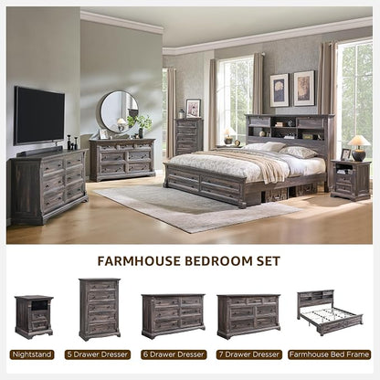 T4TREAM 24" Wide 3 Drawer Dressers, Farmhouse 26" Tall Bedside Side Table - Image 6