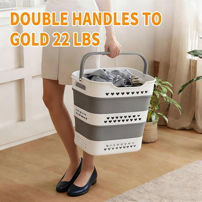 42L Medium Collapsible Plastic Laundry Basket - Image 3
