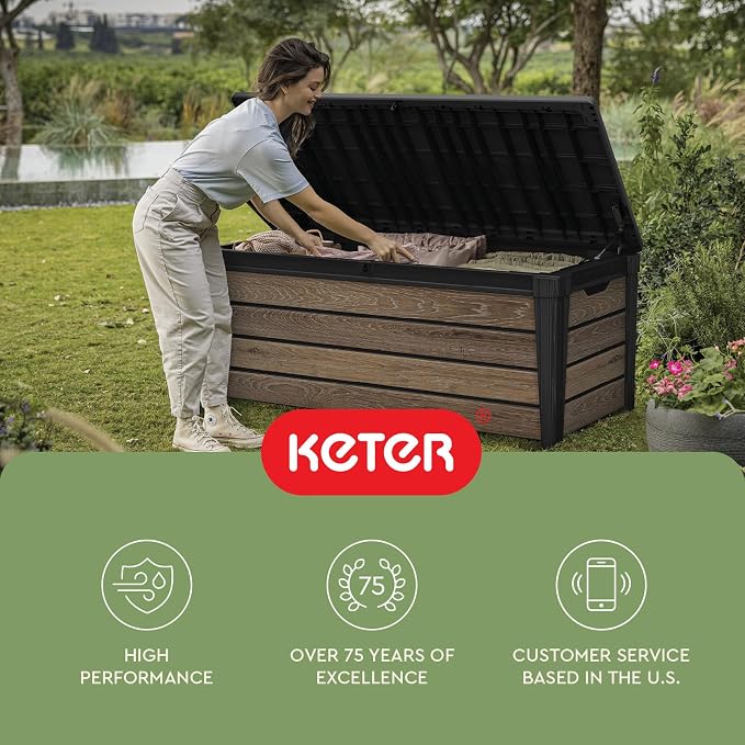 Keter Signature Collection 120 Gallon Resin Deck Box Organization and Storage - Image 12