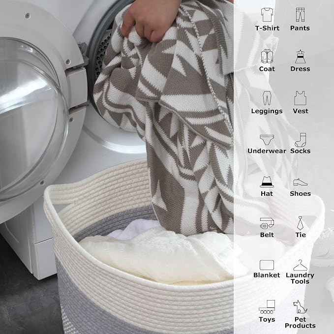 Sea Team Oval Large Cotton Rope Woven Storage Basket - Image 5