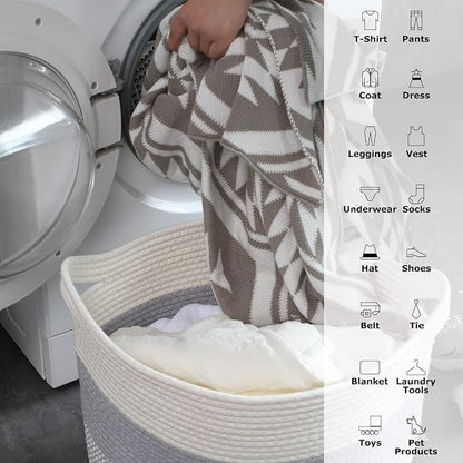 Sea Team Oval Large Cotton Rope Woven Storage Basket - Image 5