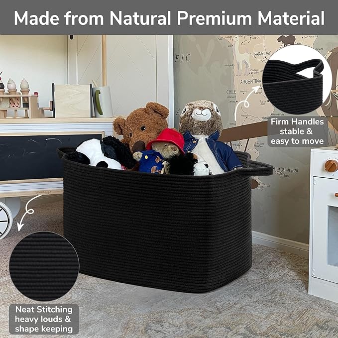 Goodpick Extra Large Storage Basket, 23.6" x 15.7" x 13.8" Rectangle Cotton - Image 6