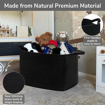 Goodpick Extra Large Storage Basket, 23.6" x 15.7" x 13.8" Rectangle Cotton - Image 6