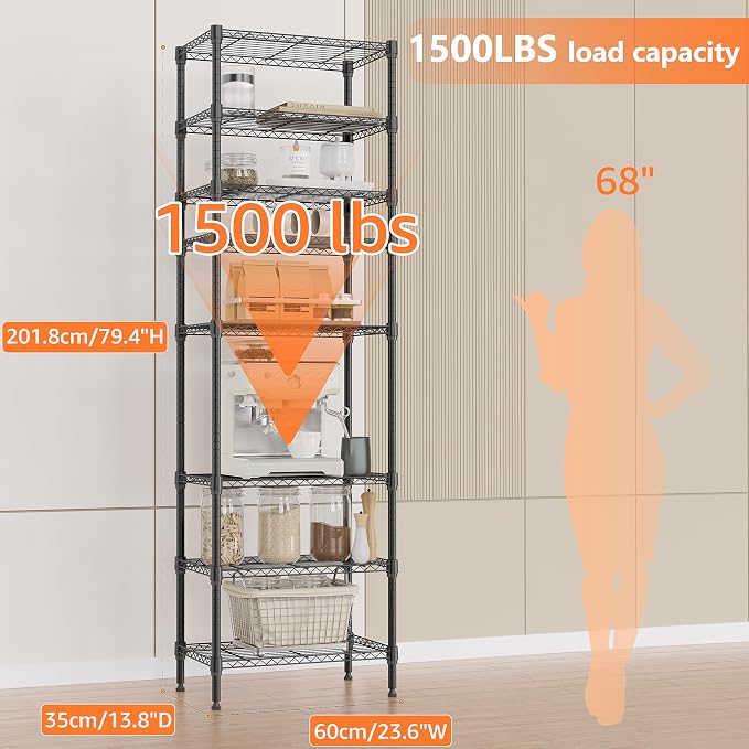 IZEUK 8 Tier Adjustable Metal Storage Shelving Unit, Heavy Duty Standing Rack - Image 3
