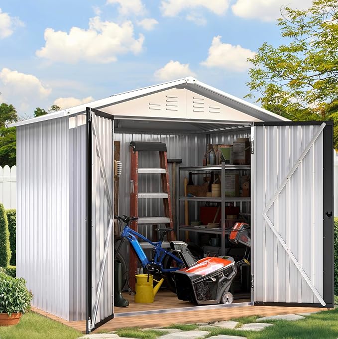 DWVO 6x4ft Storage Shed for Outdoors, Metal Sturdy Weatherproof Tool Locker by DWVO