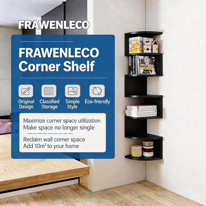 Corner Shelf Wall Mount, 7-Tier Floating Corner Bookshelf - Image 6
