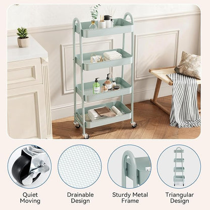 NEWBULIG 4-Tier Metal Rolling Cart - Image 2