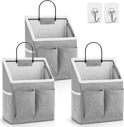 Kanrichu 3pcs Wall Hanging Organizer Bag, Linen Fabric Door Hanging Storage by KANRICHU