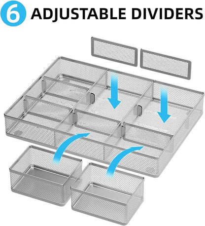 Marbrasse 3 Packs Desk Drawer Organizers, Metal Mesh Dividers - Image 2