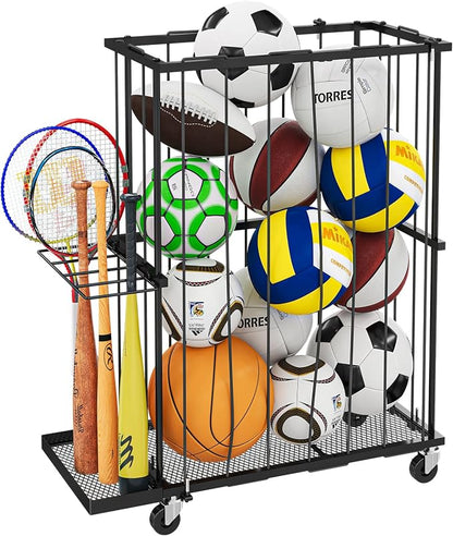 Garage Ball Storage With Baseball & Badminton Holder: Floor Sports Equipment - Image 9