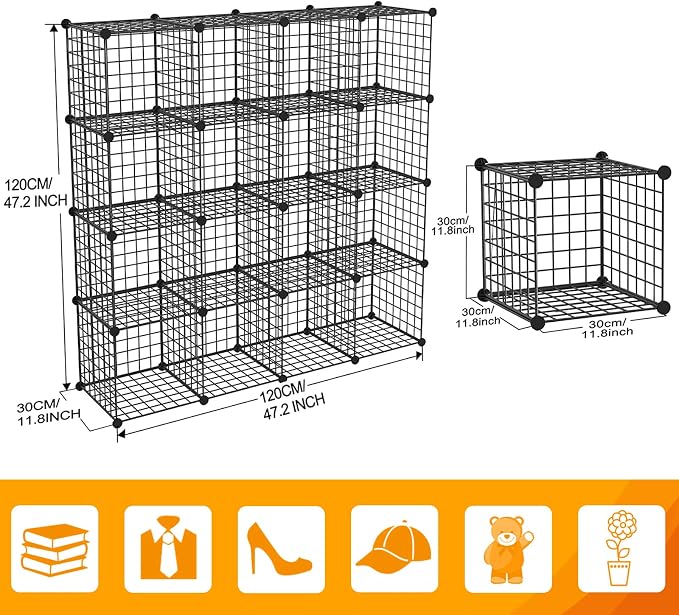 HUBSON Wire Cube Storage Organizer, Book/Toy/Craft/Potted Plants and petCloset - Image 3