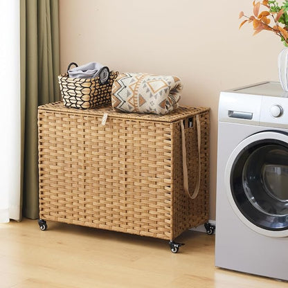 Laundry Hamper with Wheels, 52.8 Gallon Rolling Laundry Basket with Lid - Image 2