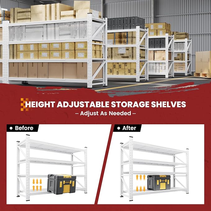 71" Wide Storage Shelves, 5000LBS Garage Shelving Heavy Duty, Standing Shelf - Image 4
