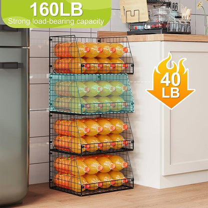 Jakyitvi 4 Pack XXL Stackable Wire Storage Basket, Extra Large Capacity Pantry - Image 3