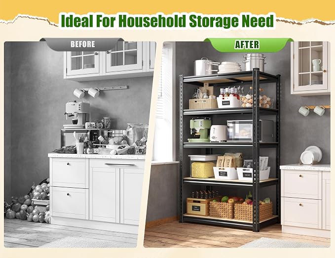 Set of 2 Storage Shelves 27.7"W Metal Shelving 2010LBS Garage Shelving Heavy - Image 7