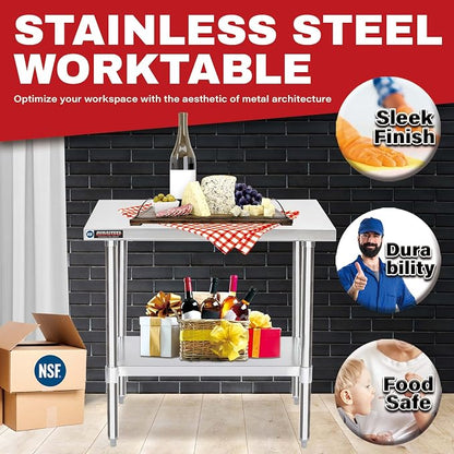 DuraSteel 24x36 Stainless Steel Work Table - Image 2