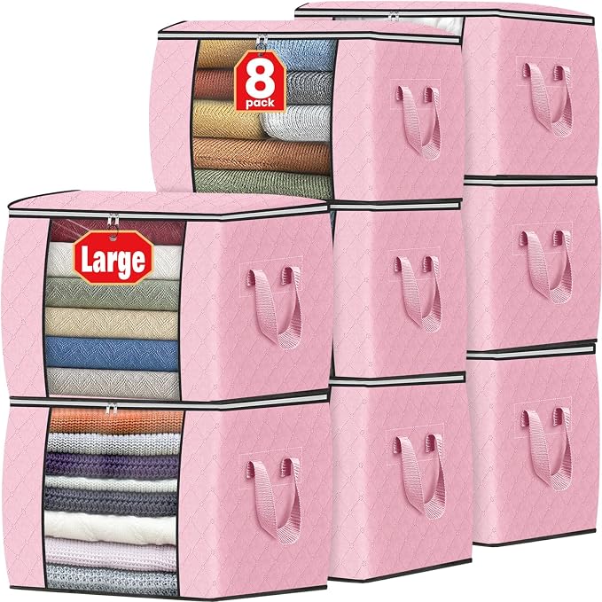 Fab totes 24 Gallons Clothes Storage, Foldable Thick Fabric Blanket Storage Bags by Fabtotes