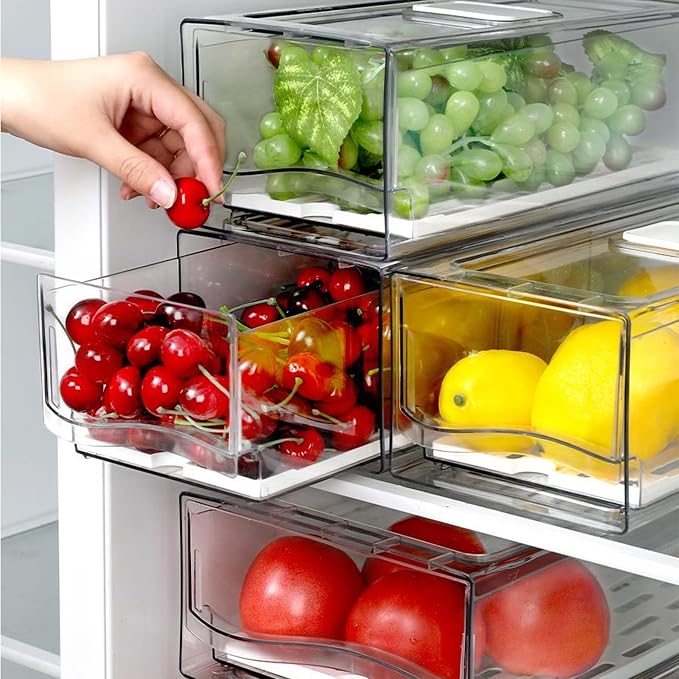 Diskary Fridge Organizer, Stackable Refrigerator Organizer Bins, Reusable Food - Image 8