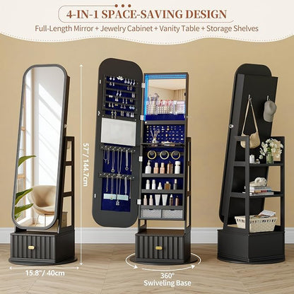 61" Full Length Mirror Jewelry Cabinet - Image 4