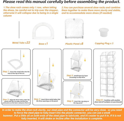 SMILHELTD Vertical Shoe Rack 8 Tiers – Narrow Space Saving Clear Sneaker Storage - Image 7