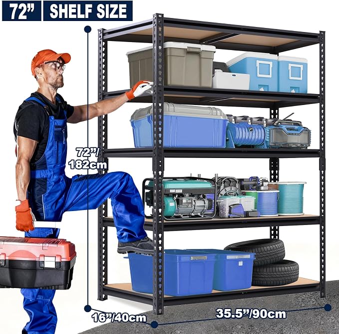 Garage Storage Shelves 72'', Ajustable Garage Shelving Units, Storage Shelves - Image 3
