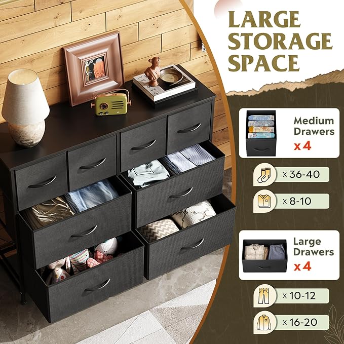 WLIVE Dresser for Bedroom with 8 Drawers, Wide Fabric Dresser for Storage and - Image 5